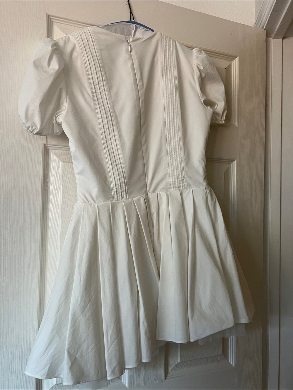 House of CB ivory Imani Puff Sleeve V-Neck Pleated Mini Dress - Picture 2 of 2